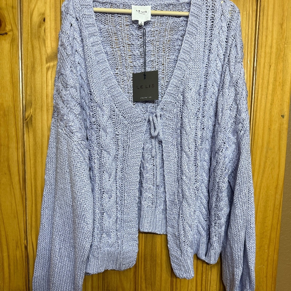 Le Lis Lavender Women’s Chunky Knit Cardigan Sweater